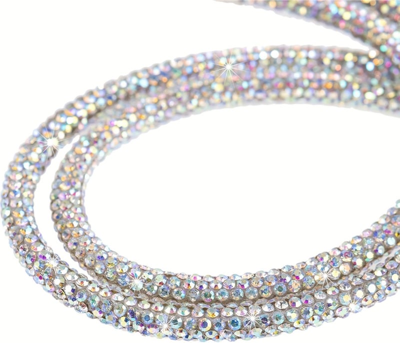 Global_Shopper Fashion 34.8'' Sparkle All Round Crystal Neck Lanyard,Bling Work Name Card Holder For Women(AB White,1PC) - Image 4